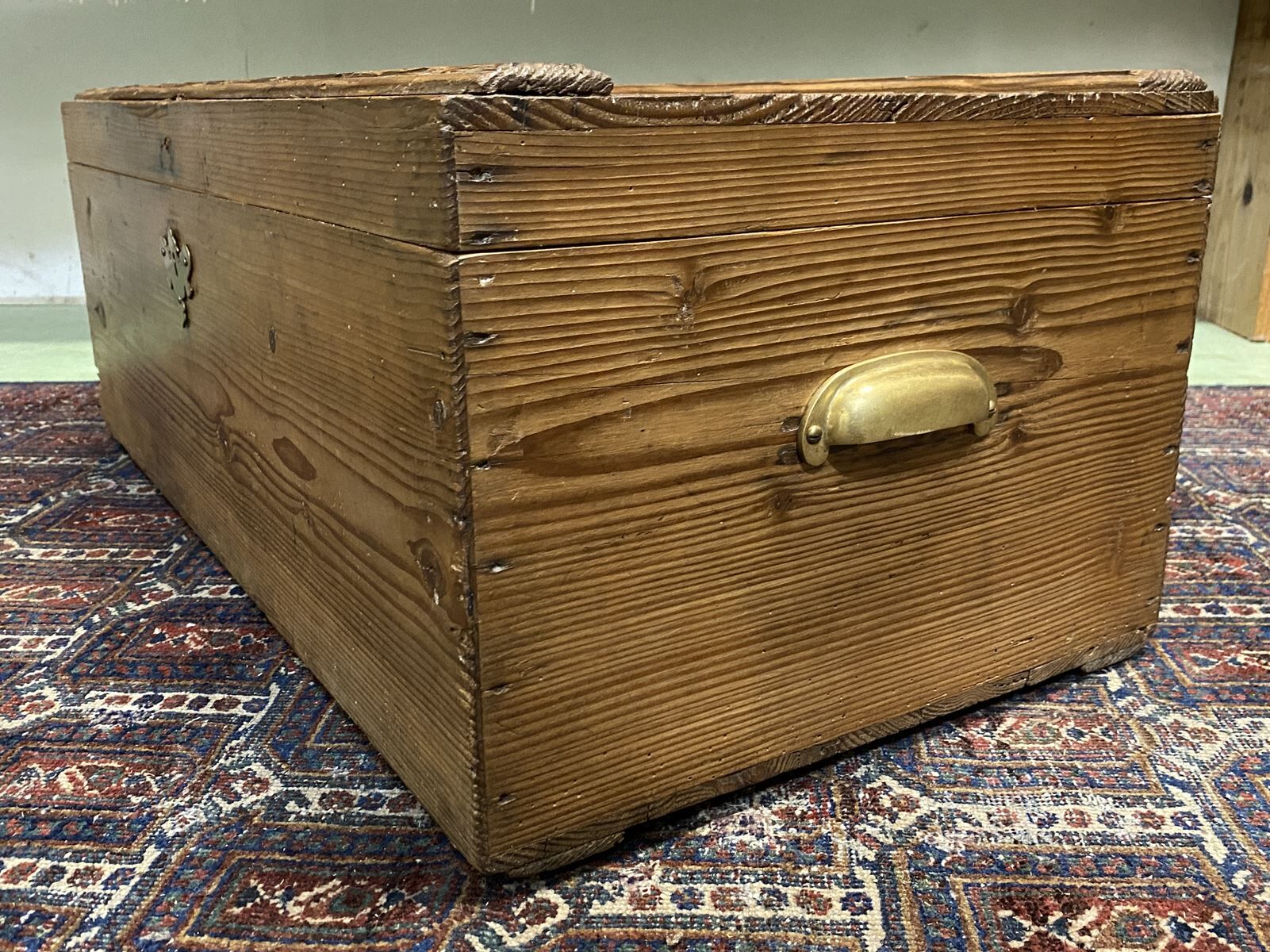 Early 20th century fir box with brass handles