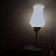 Opaline lampshade mounted on a concrete base