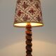 French Vintage Round Wooden Barley Twist Table Lamp With Floral Shade