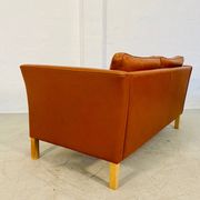 Vintage retro danish mogens hansen 2 person cognac leather sofa