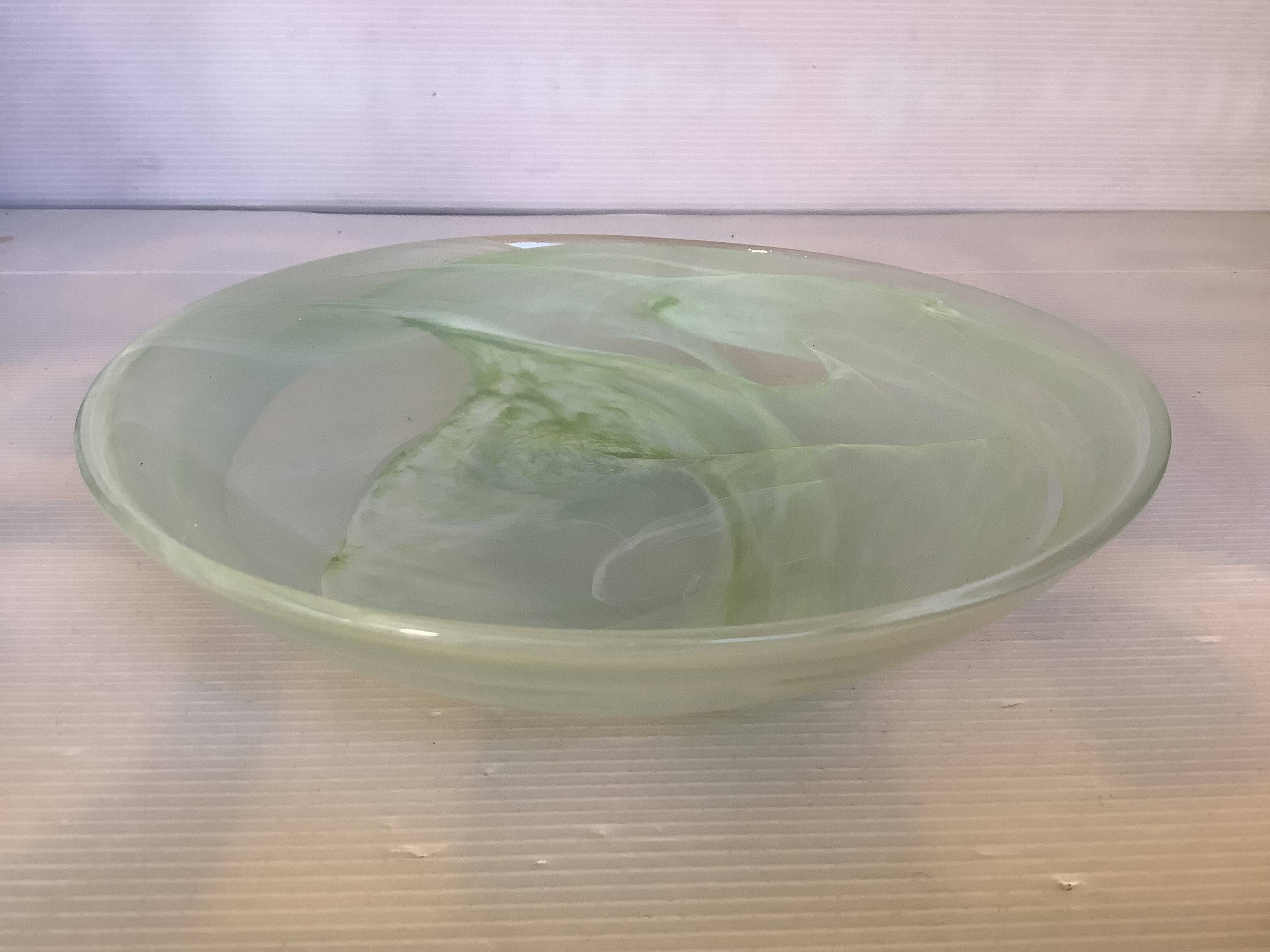Large green pâte de verre dish.