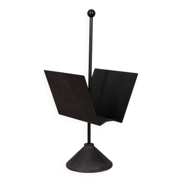 Porte-revues vintage années 80 en métal noir, design porada arredi