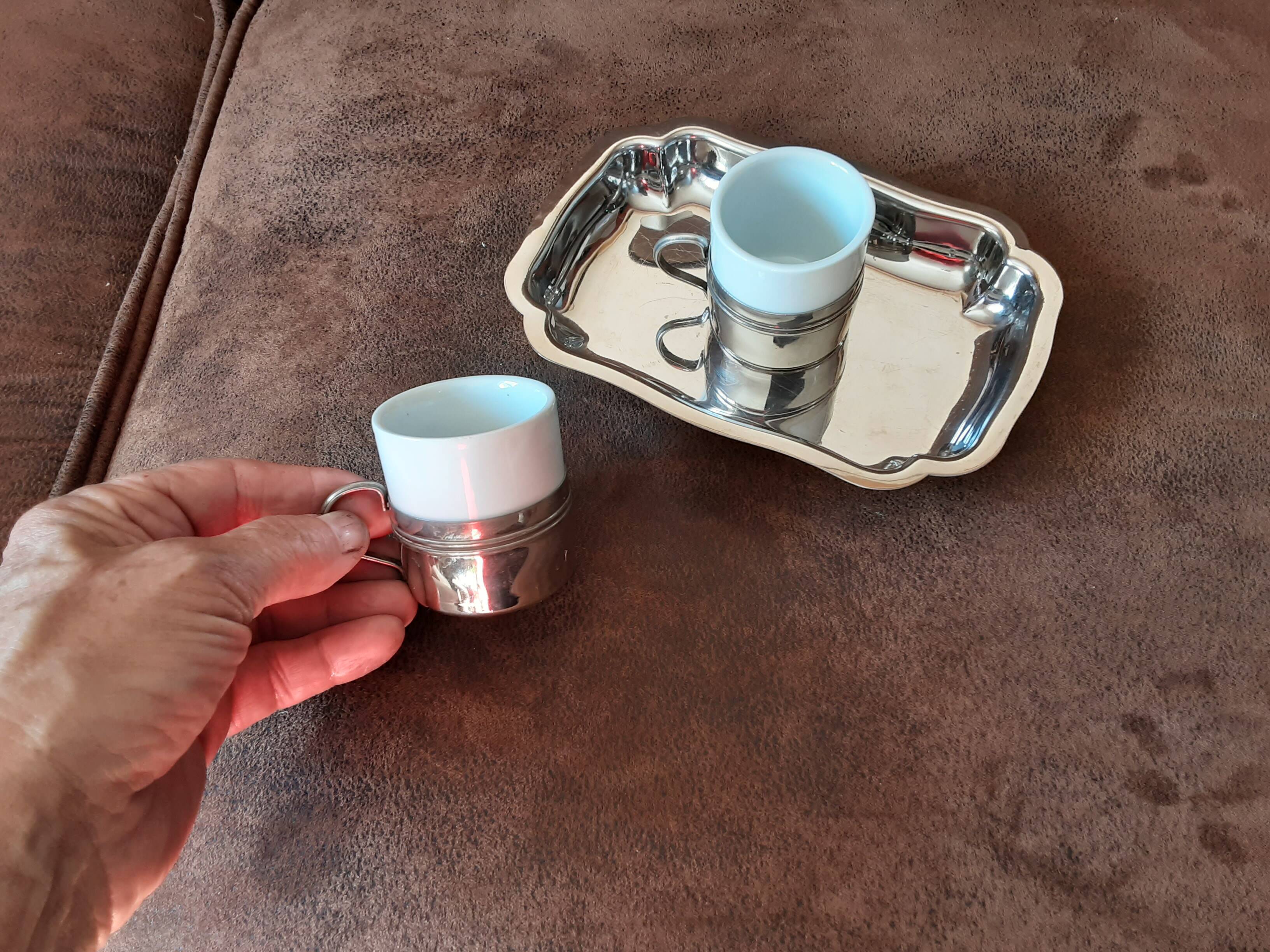 Metal egg cup set