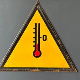 Thermometer yellow warning sign vintage european 1980