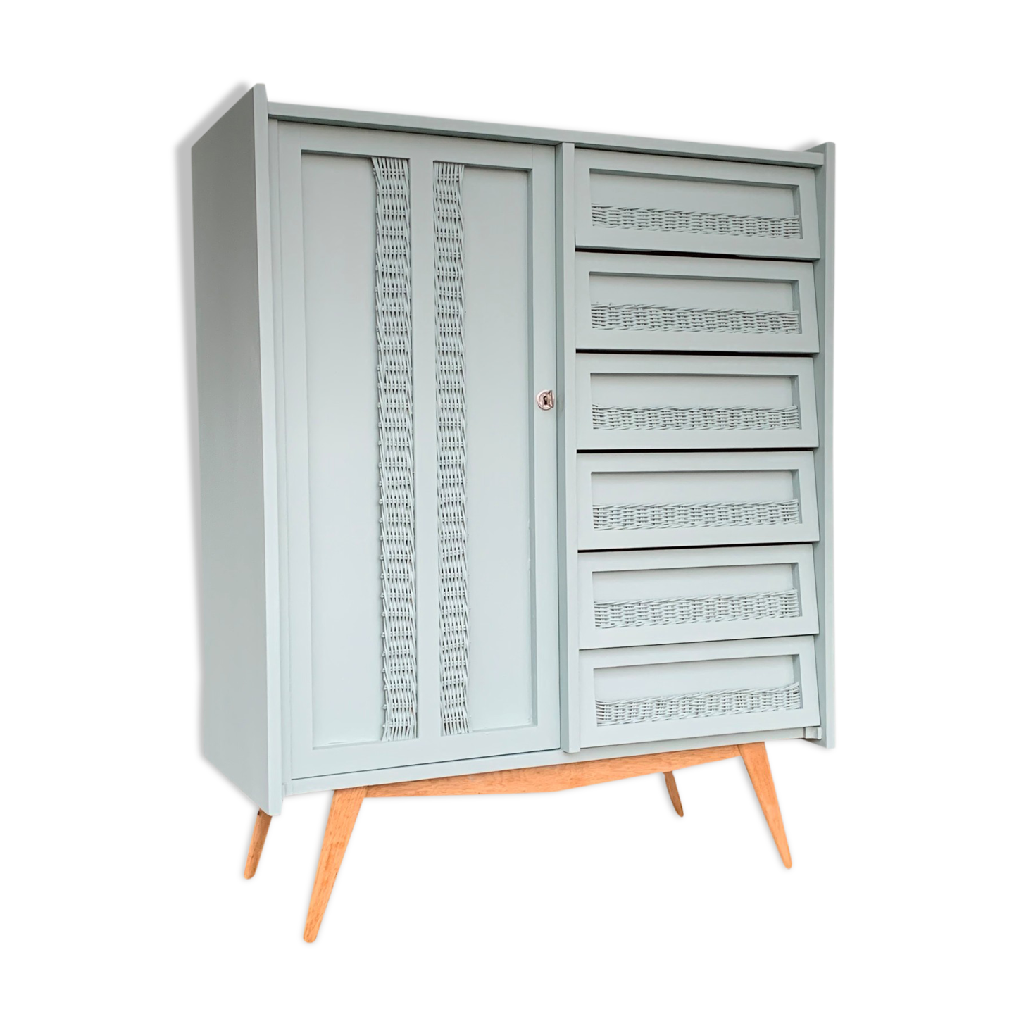 Wardrobe chest of drawers vintage compass feet 1950