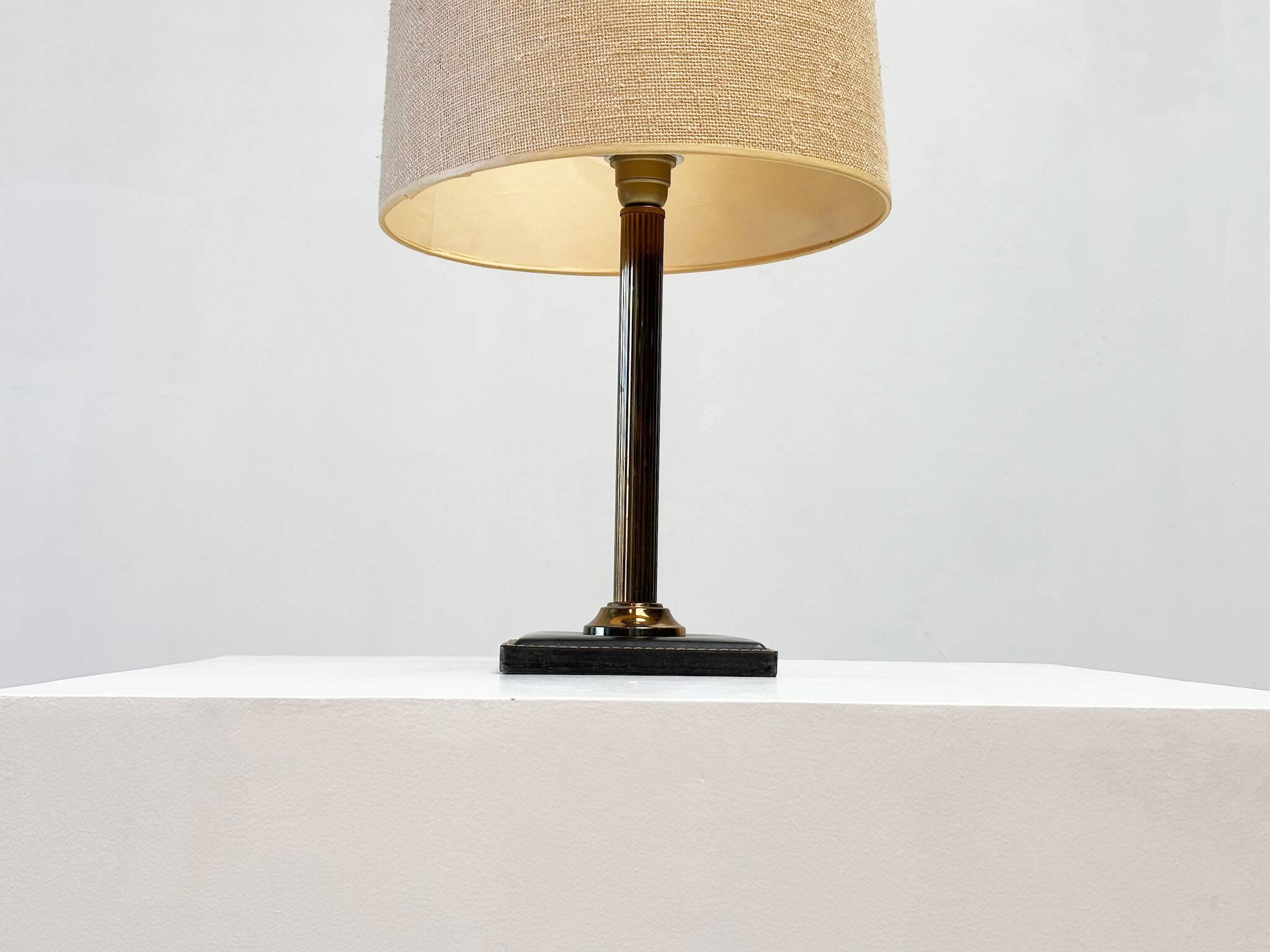 Black leather table lamp