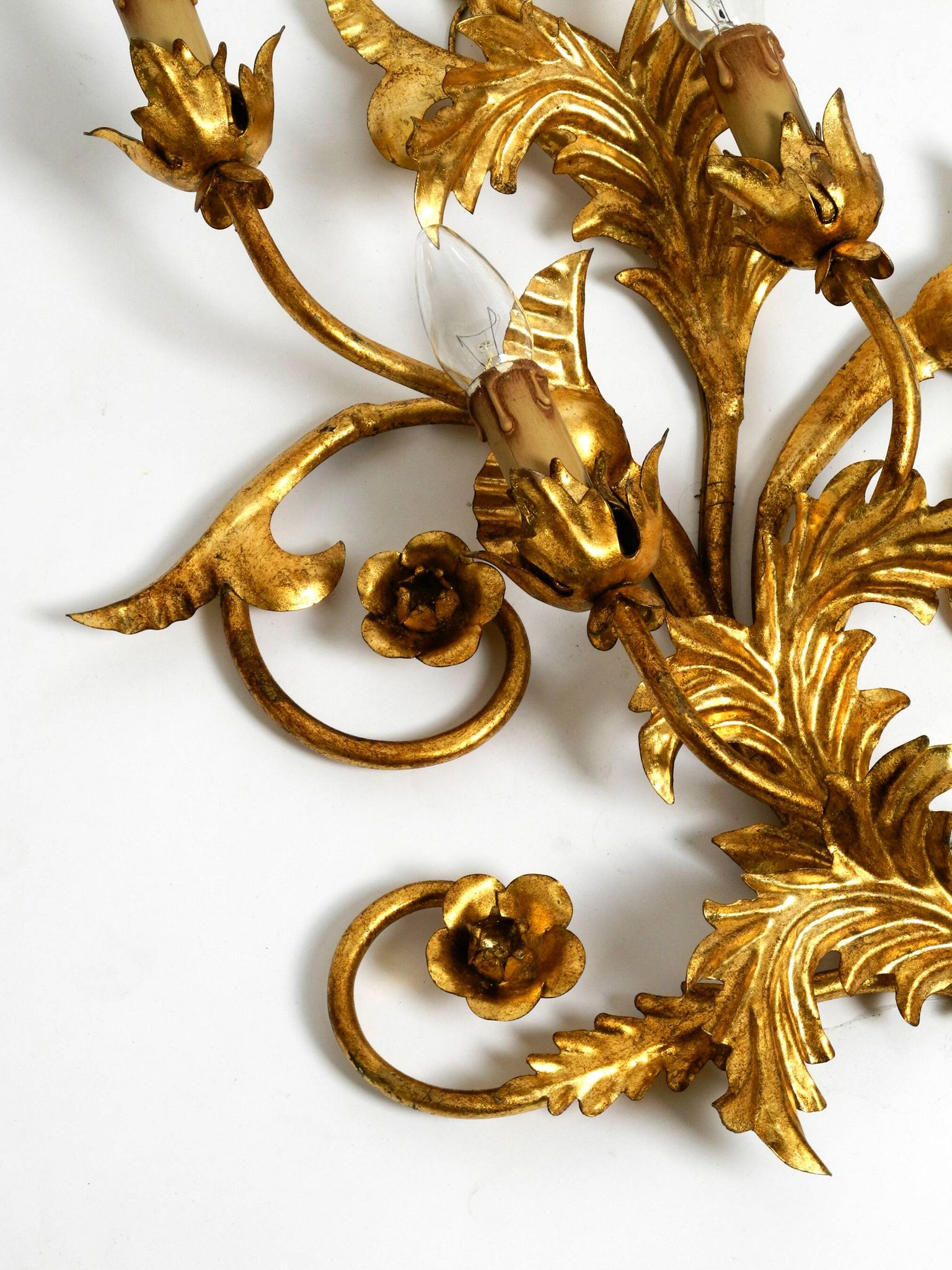 XL 1960s Italian gold-plated wall lamp with four sockets | heigh 80ccm