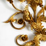 XL 1960s Italian gold-plated wall lamp with four sockets | heigh 80ccm