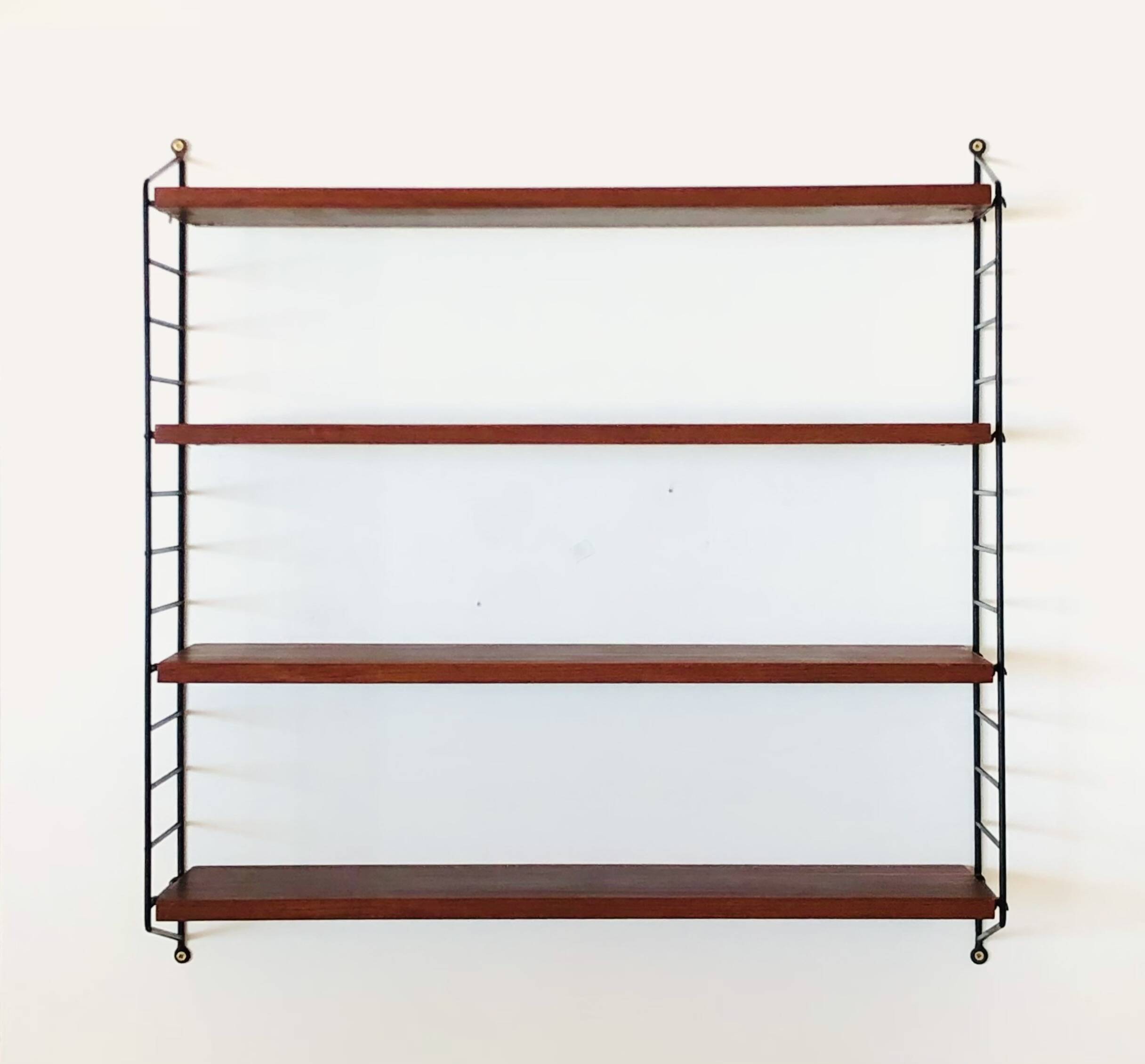 Etagère murale String en bois et métal, années 60