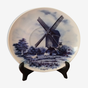 Hand-decorated blue Delft plate vintage