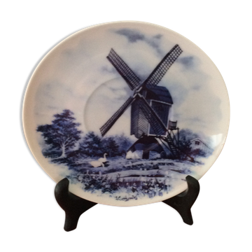 Hand-decorated blue Delft plate vintage