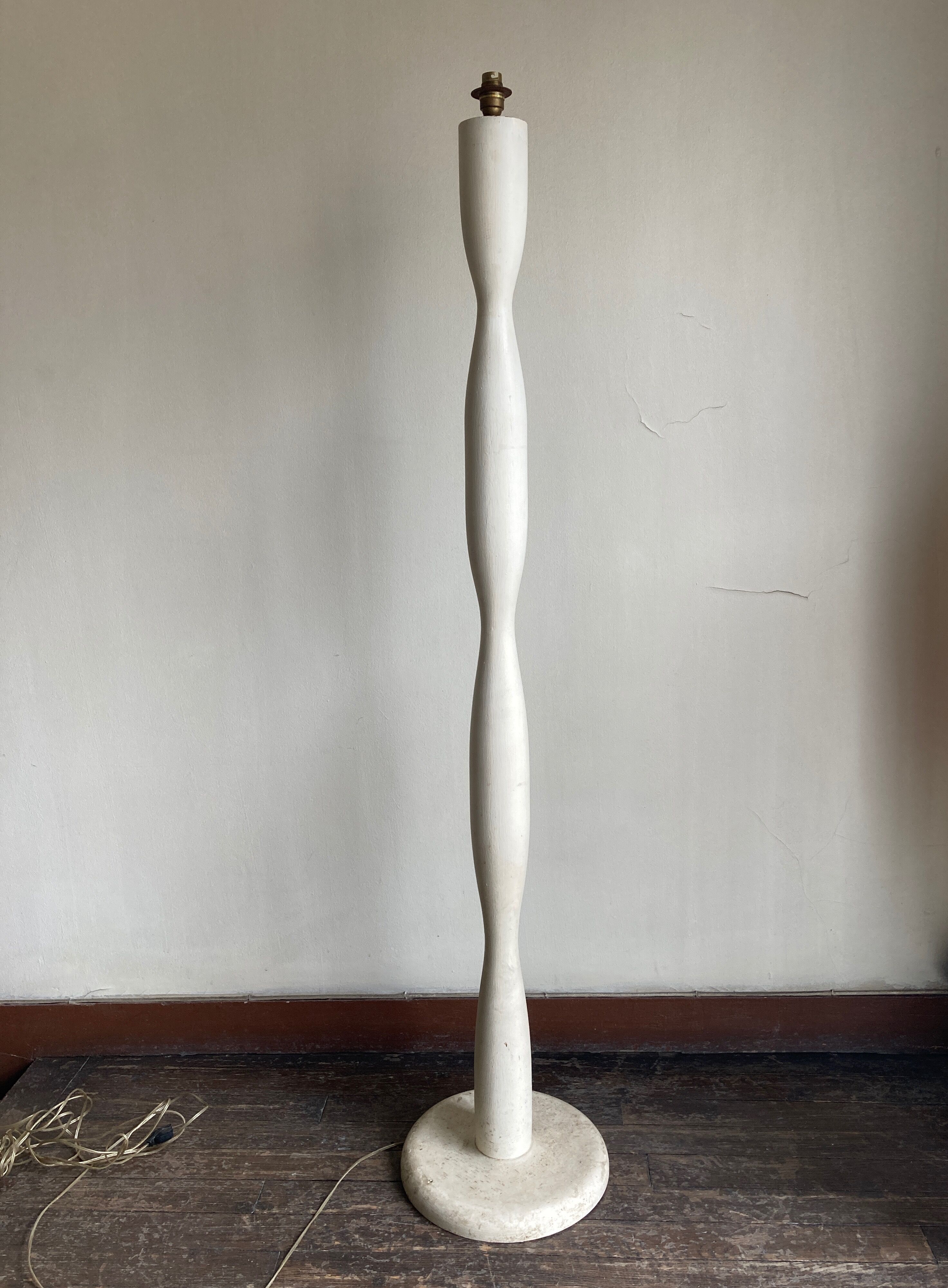 Modernist wooden floor lamp Brancusi Endless column 1940 1950