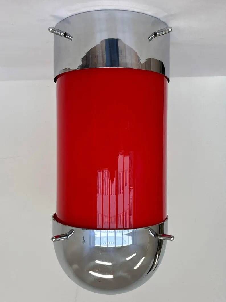 XXL Midcentury Hotel Design Ceiling Lamp, Flushmount, 1970s - Czechoslovakia