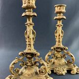 Pair of late 19th century Louis XIII Renaissance style spelter candlesticks