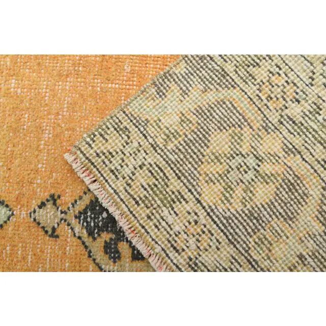 1970s Turkish Oushak Handmade Wool Cotton Orange Runner 98x171