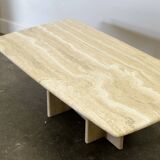 Vintage travertine marble coffee table, France 1980s