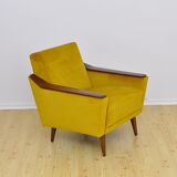 Yellow velvet armchair, 1960s