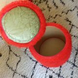 Pouf storage chest moumoute red vintage 1972 faux fur