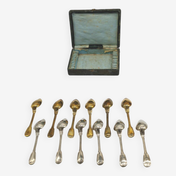 Housewife of 12 small spoons in silver metal from ruolz