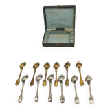 Housewife of 12 small spoons in silver metal from ruolz