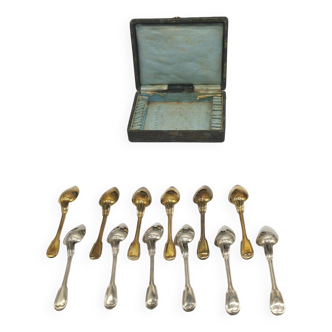 Housewife of 12 small spoons in silver metal from ruolz