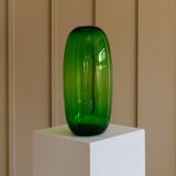 Vase en verre vert vintage XXL, design ovale des années 50 par Maria Vinka pour Ikea (série Stockholm, années 1990)