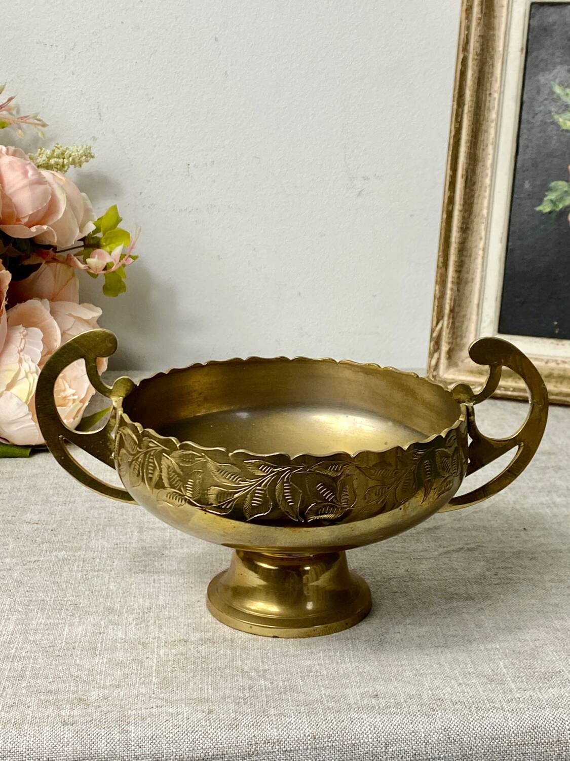 Art nouveau brass salad bowl