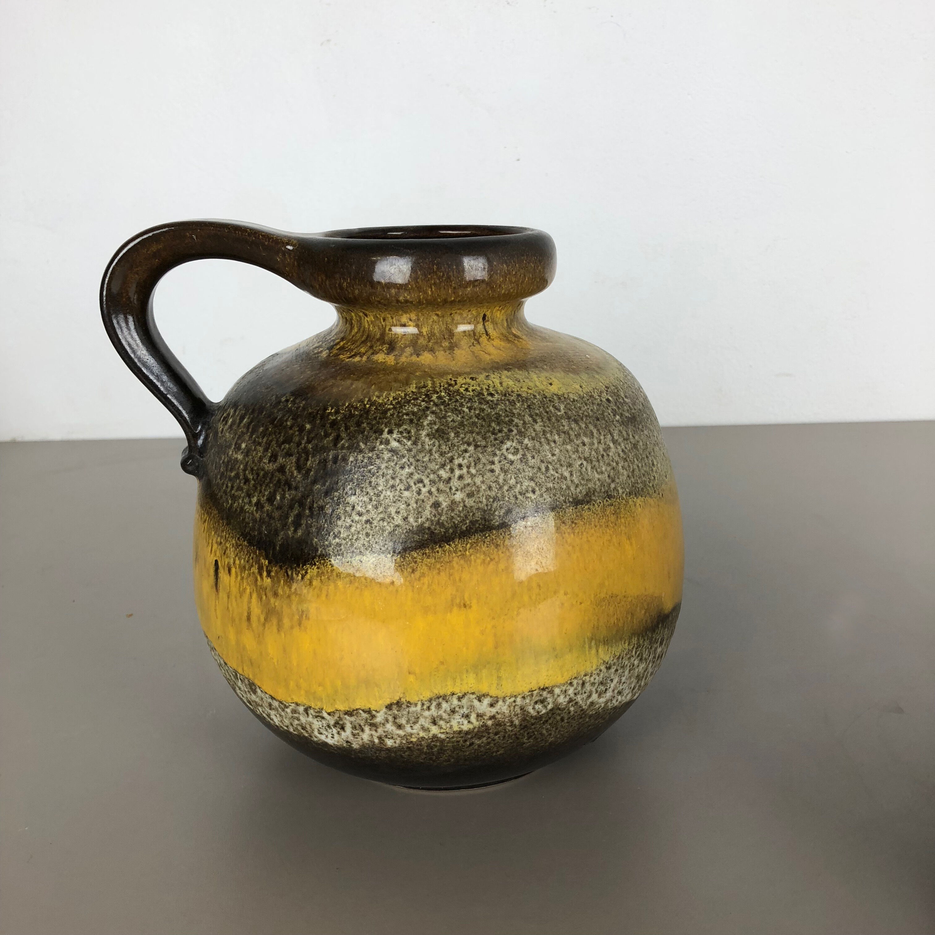 Set of two pottery fat lava vases model "484-21" made by Scheurich Germany 1970s