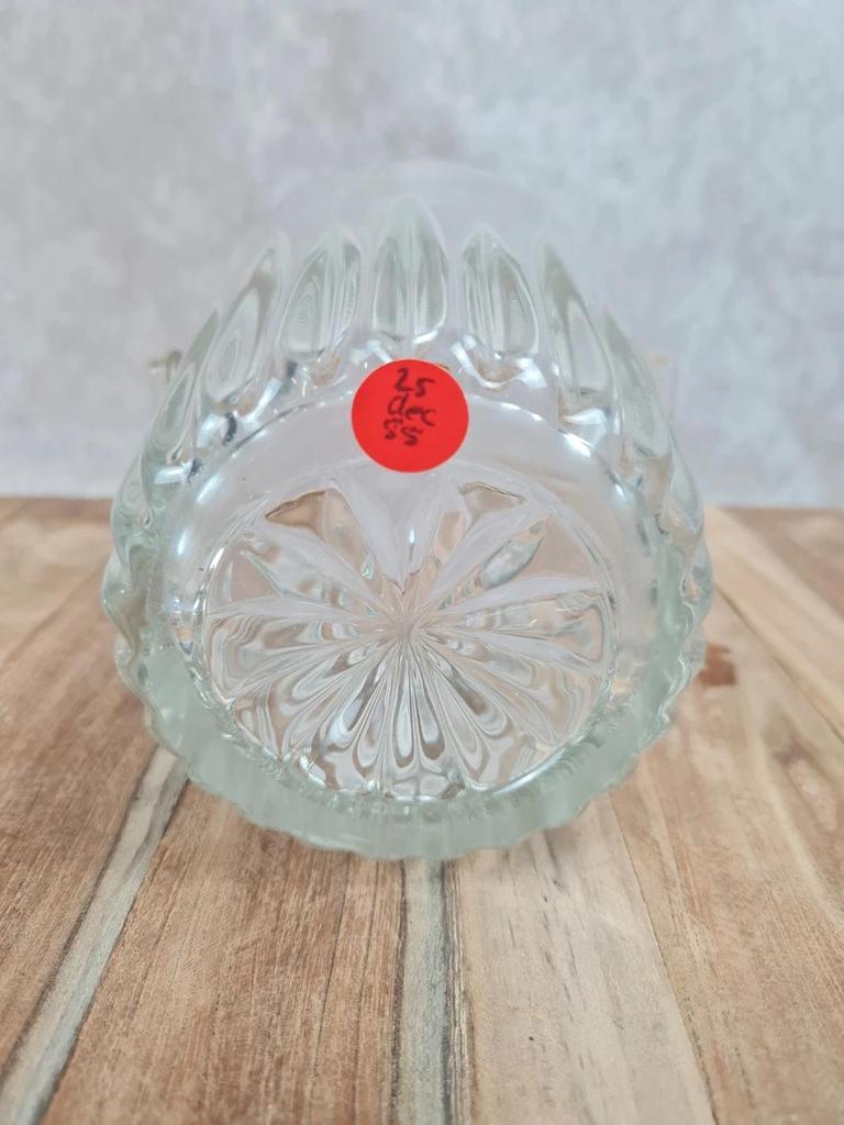 Vintage glass ice bucket with golden handle