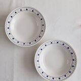 Set of 2 blue heart-shaped deep plates Oxford Brazil.