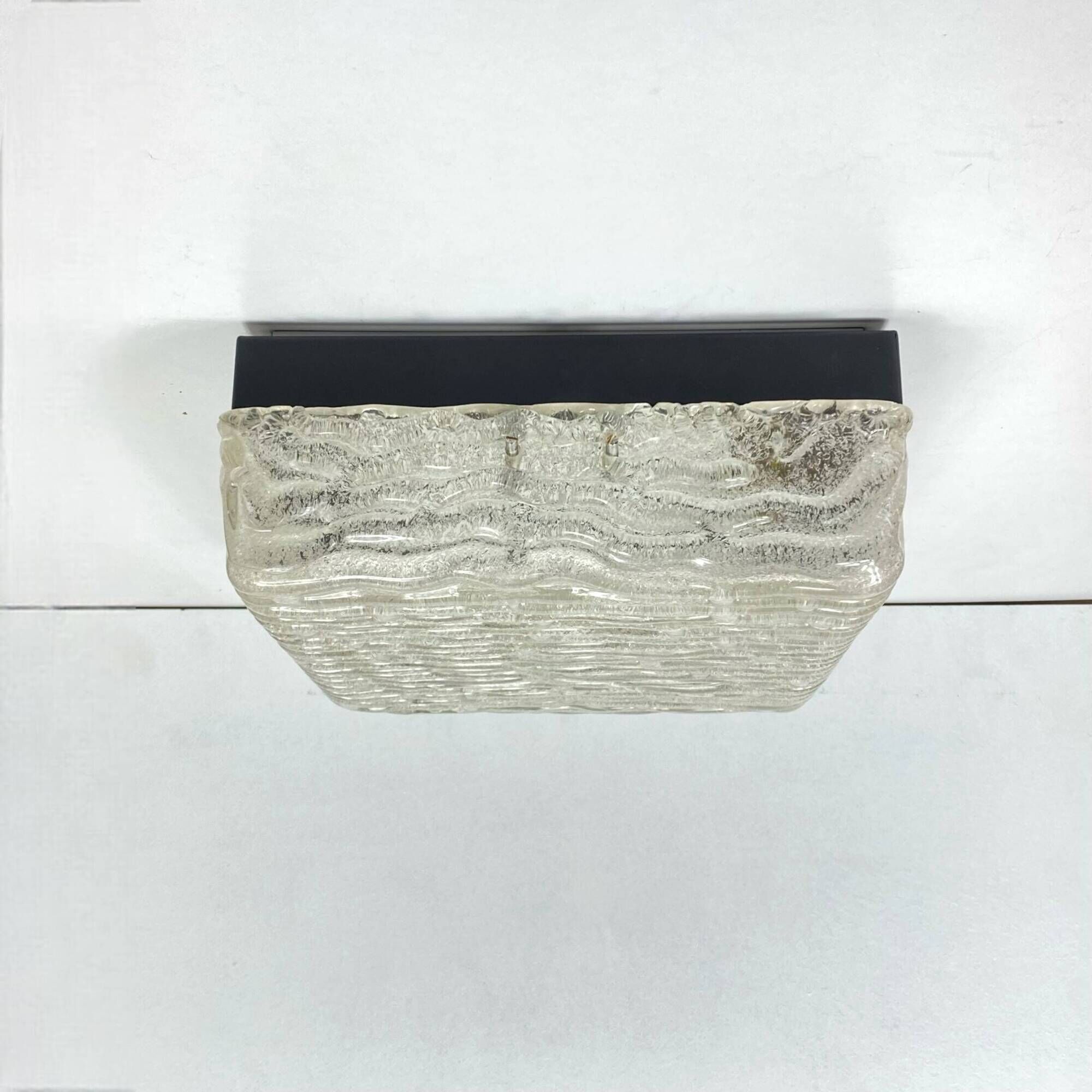 Very large ceiling light in thick textured glass 1960 Kalmar old light fixture LAMP-7044