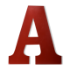 Industrial letter "A" in red metal