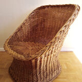 Wicker rattan armchair