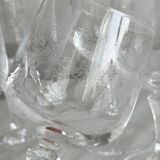 6 white wine glasses in chiseled crystal with floral motifs Matignon model.