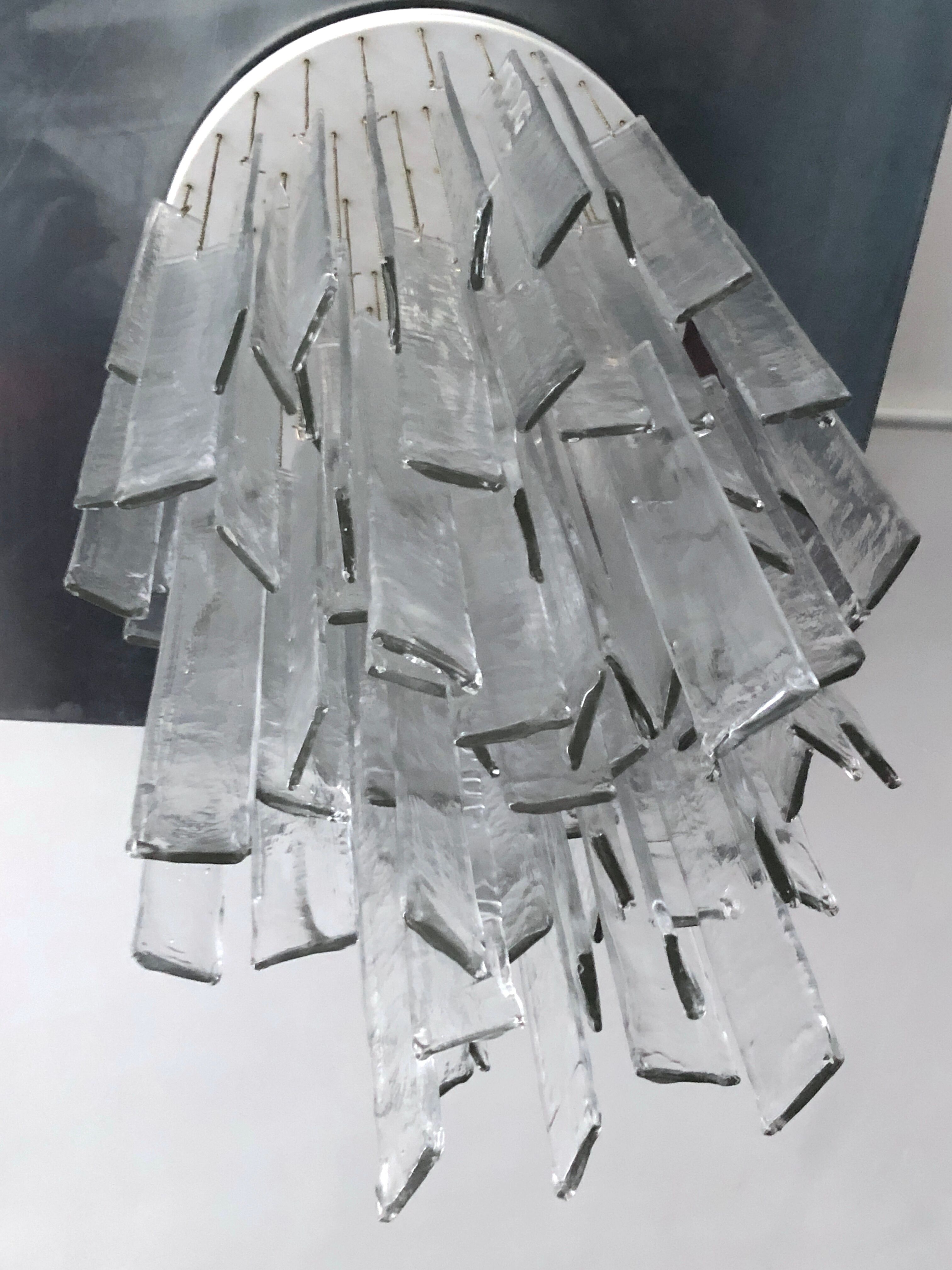 Mazzega, xl vintage clear murano glass elements chandelier from 70s