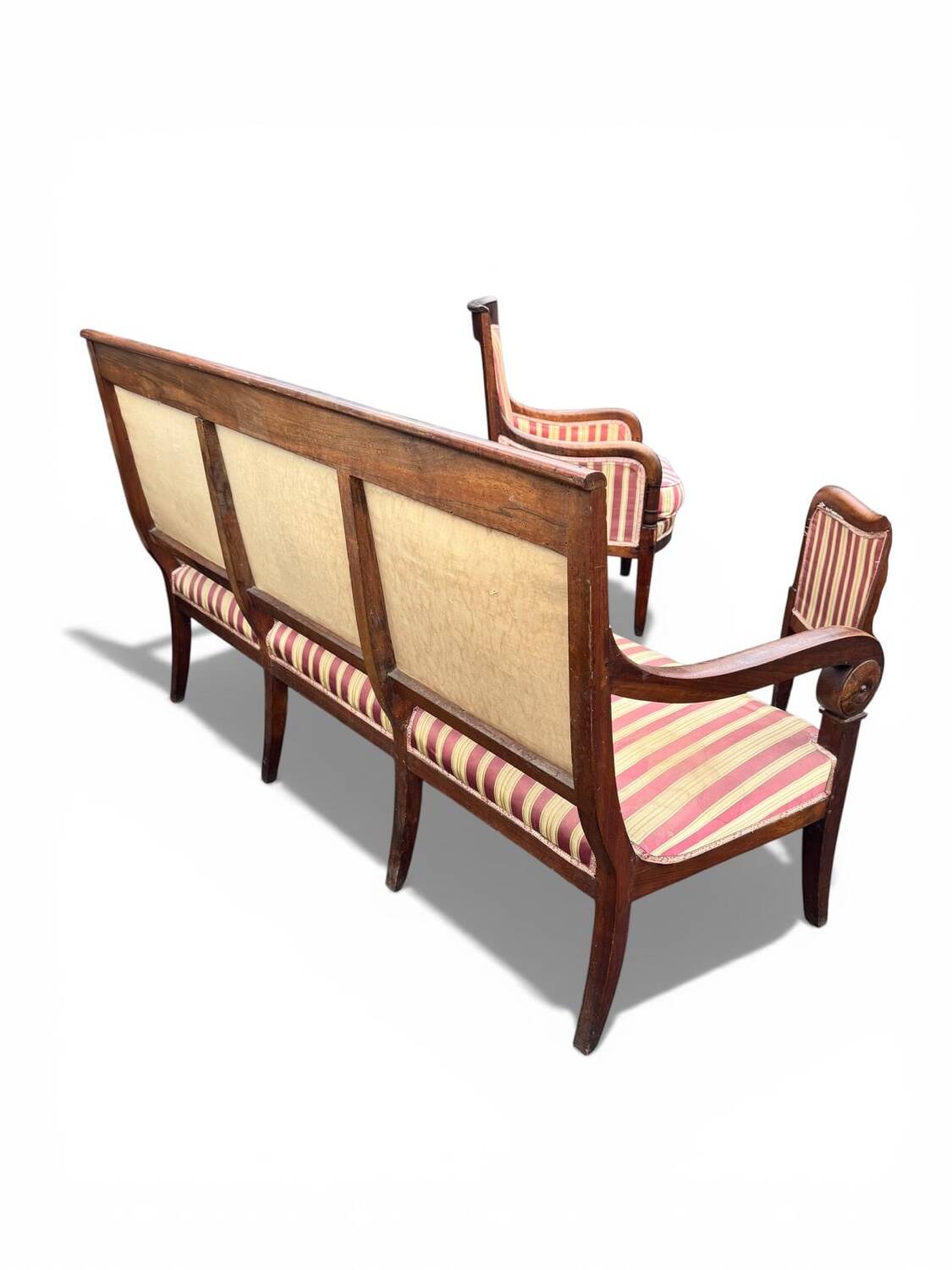 Antique Empire-style salon, 3 pieces. Original upholstery.