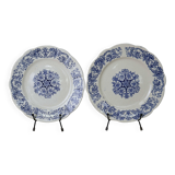 2 anciennes assiettes plates en terre de fer Longchamp Bella, XIXème