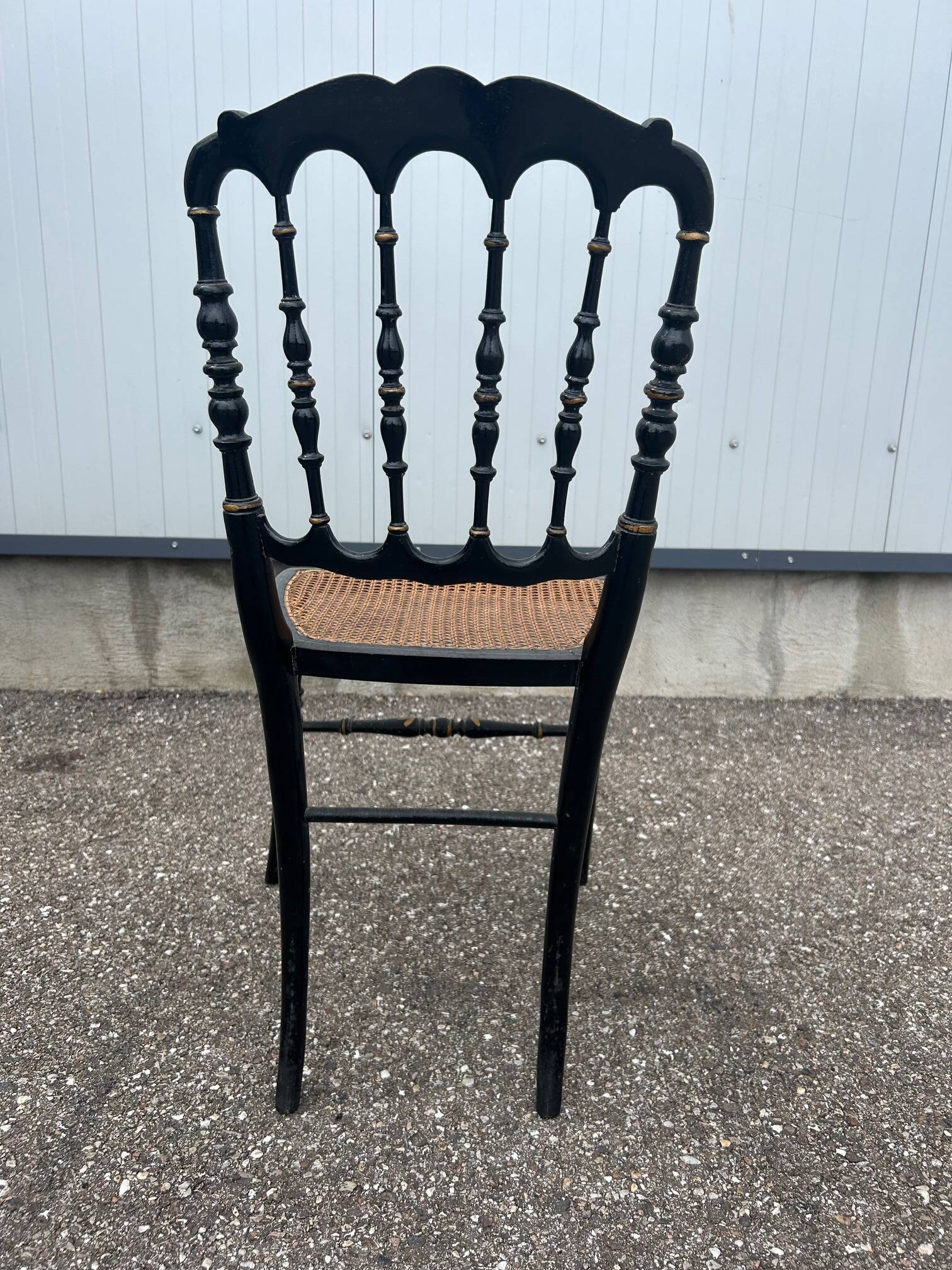 Napoleon III chair in blackened wood and cane