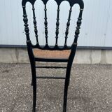 Napoleon III chair in blackened wood and cane