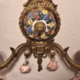 Mid century Spanish Boho ceramic and brass wall light