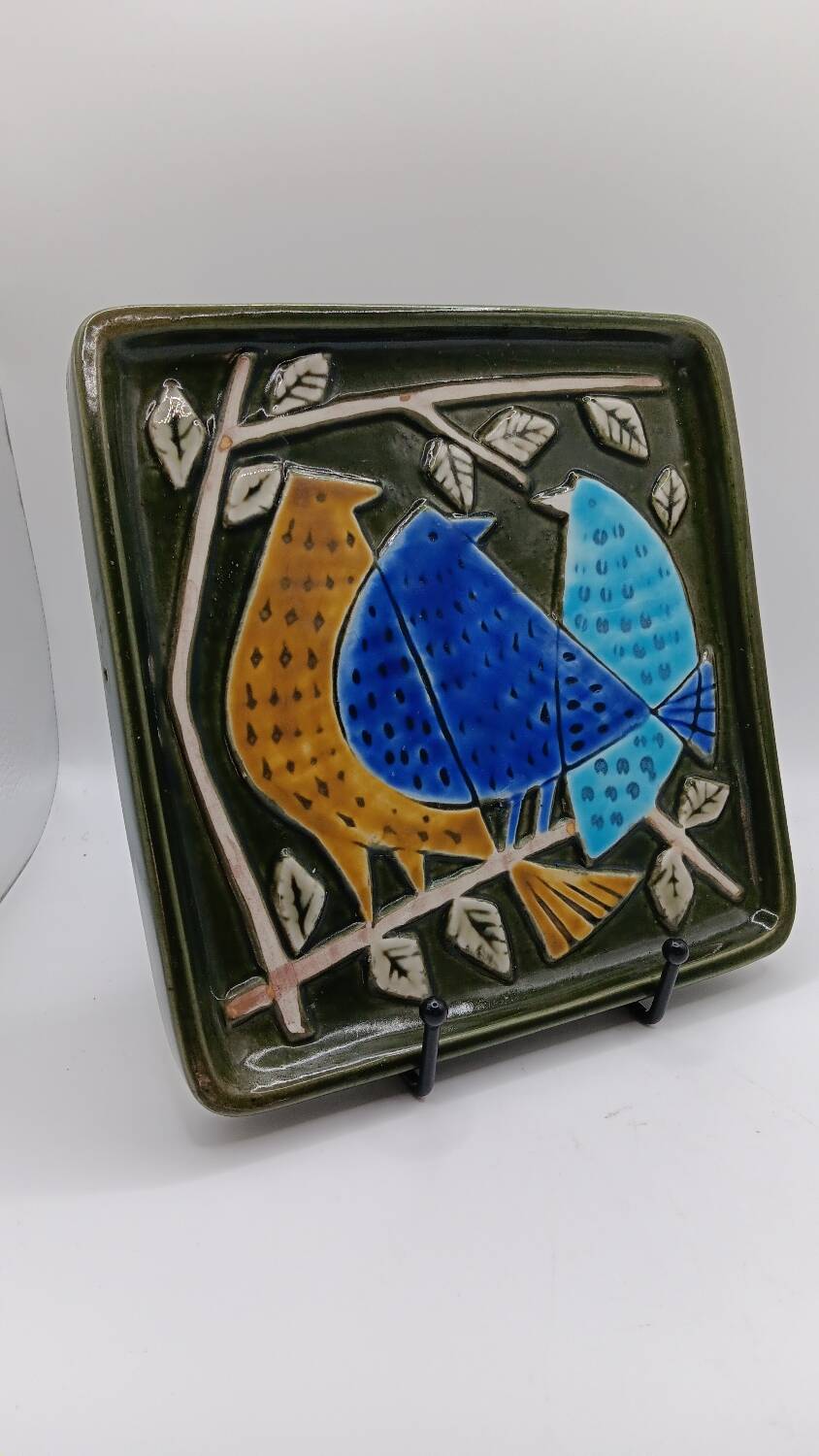 Enamelled plaque the 3 birds by Lisa Larson - Gustavsberg