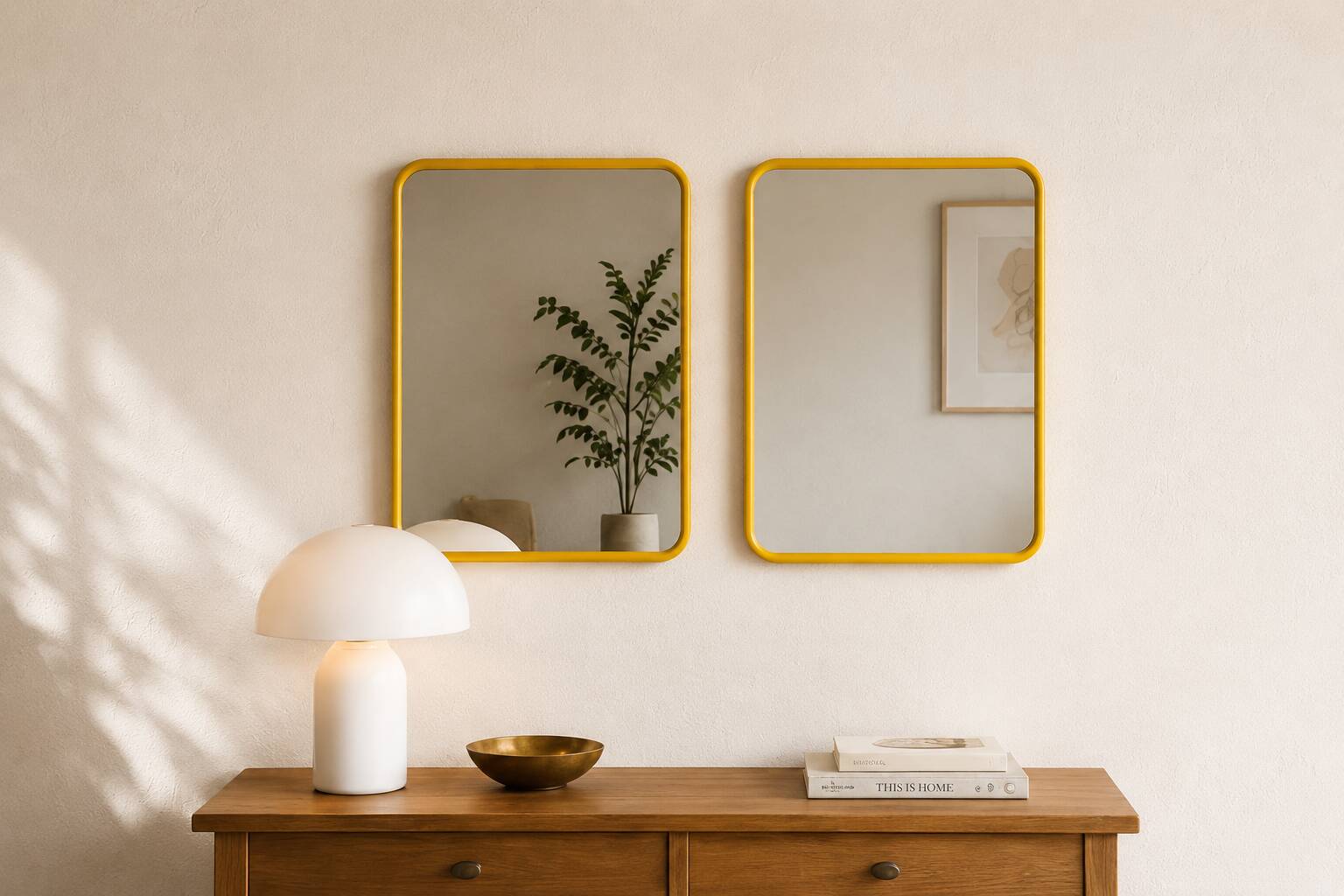 Pair of vintage yellow mirrors — 70s/80s