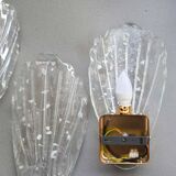 Set of 5 Vintage Italian Murano Glass Wall Lamps, Gold Plated, 1970s