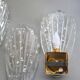 Set of 5 Vintage Italian Murano Glass Wall Lamps, Gold Plated, 1970s