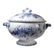 Fine earthenware soup tureen Sarreguemines model Carmen, blue decoration 19th-20th century.