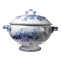 Fine earthenware soup tureen Sarreguemines model Carmen, blue decoration 19th-20th century.