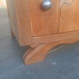 Solid oak bedside table with marble