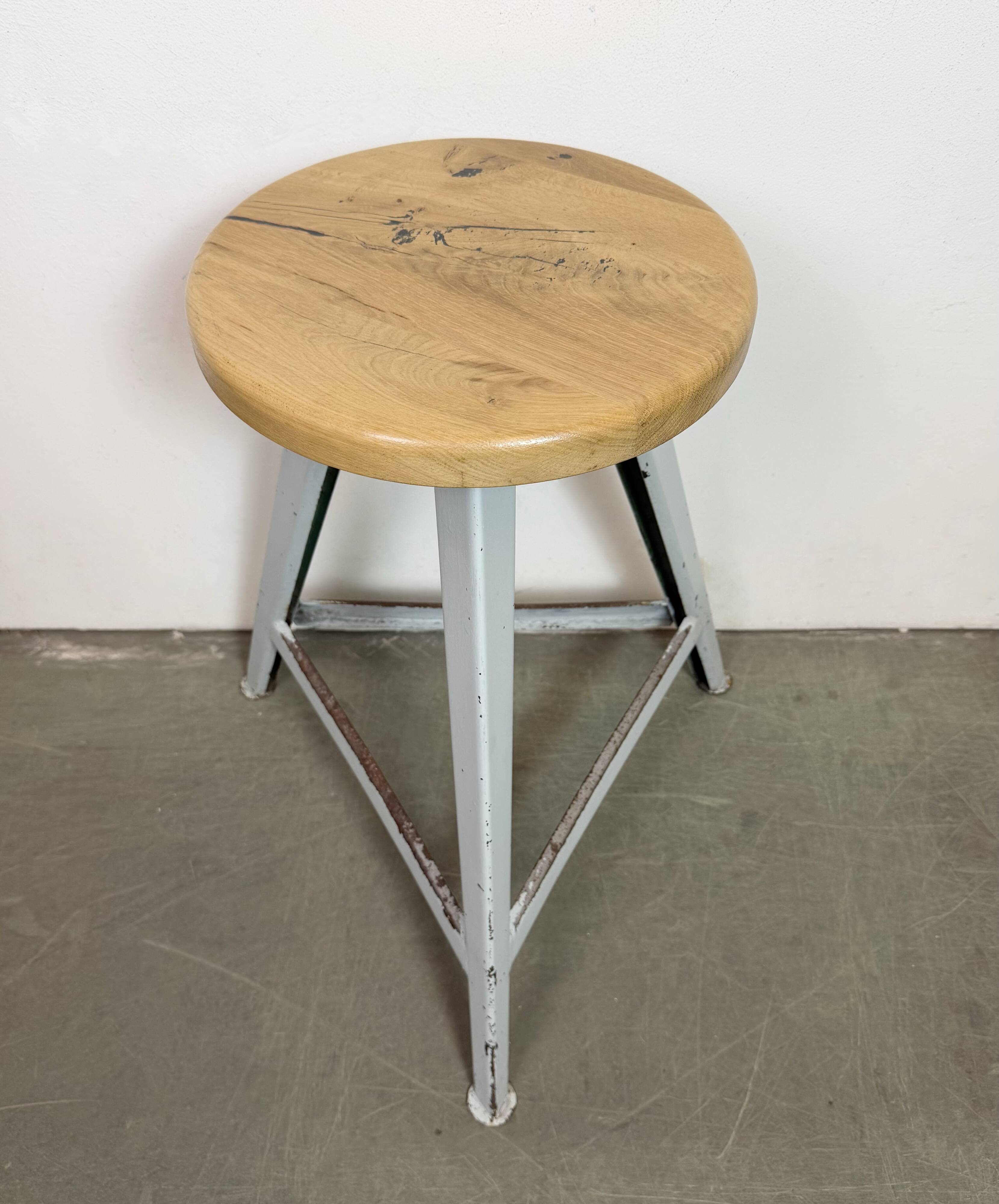 Grey Industrial Workshop Stool, 1960s