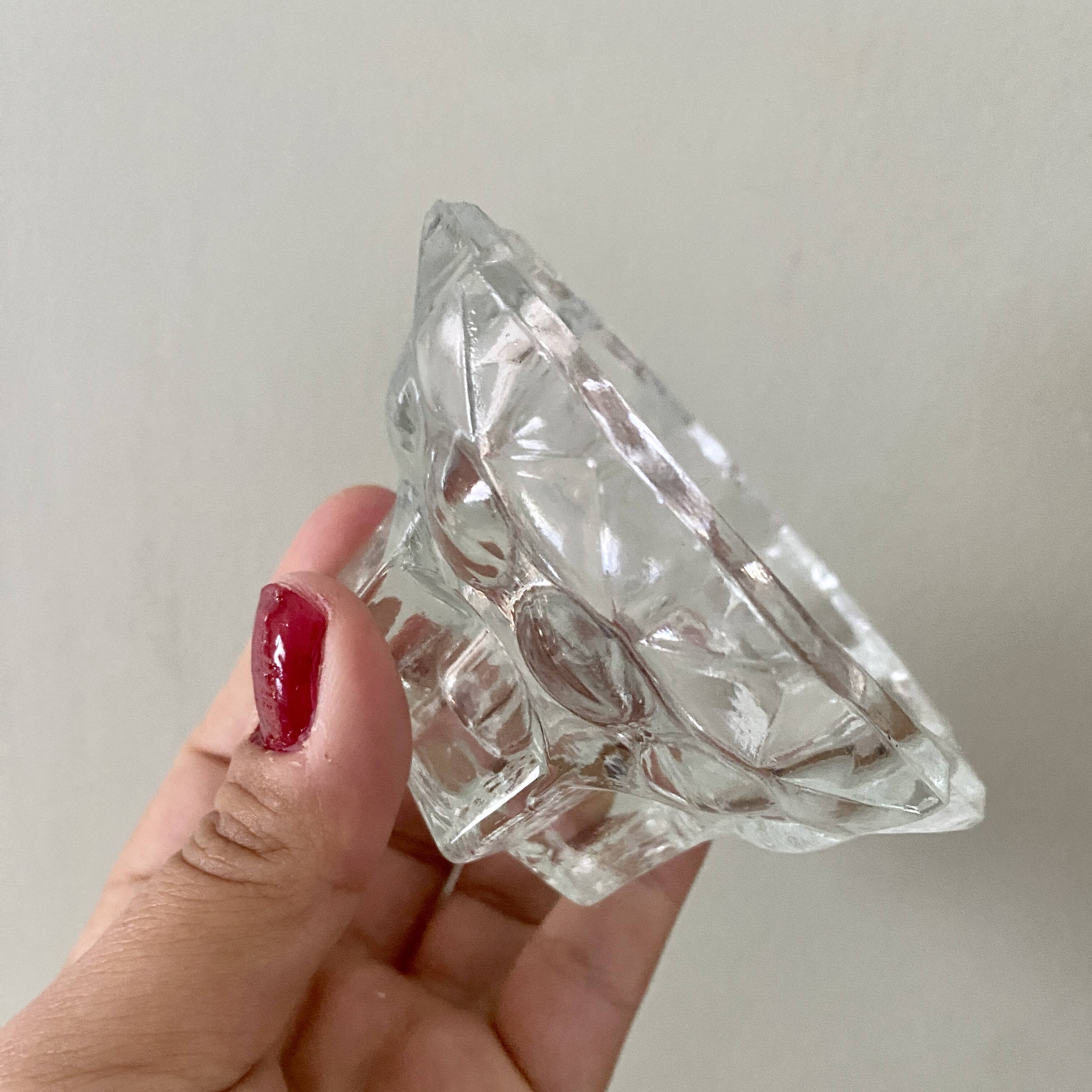 Set of 2 vintage molded glass candle holders