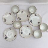 5 cups lot with French-made earthenware saucers size: height -5.5cm- D-8.5cm-